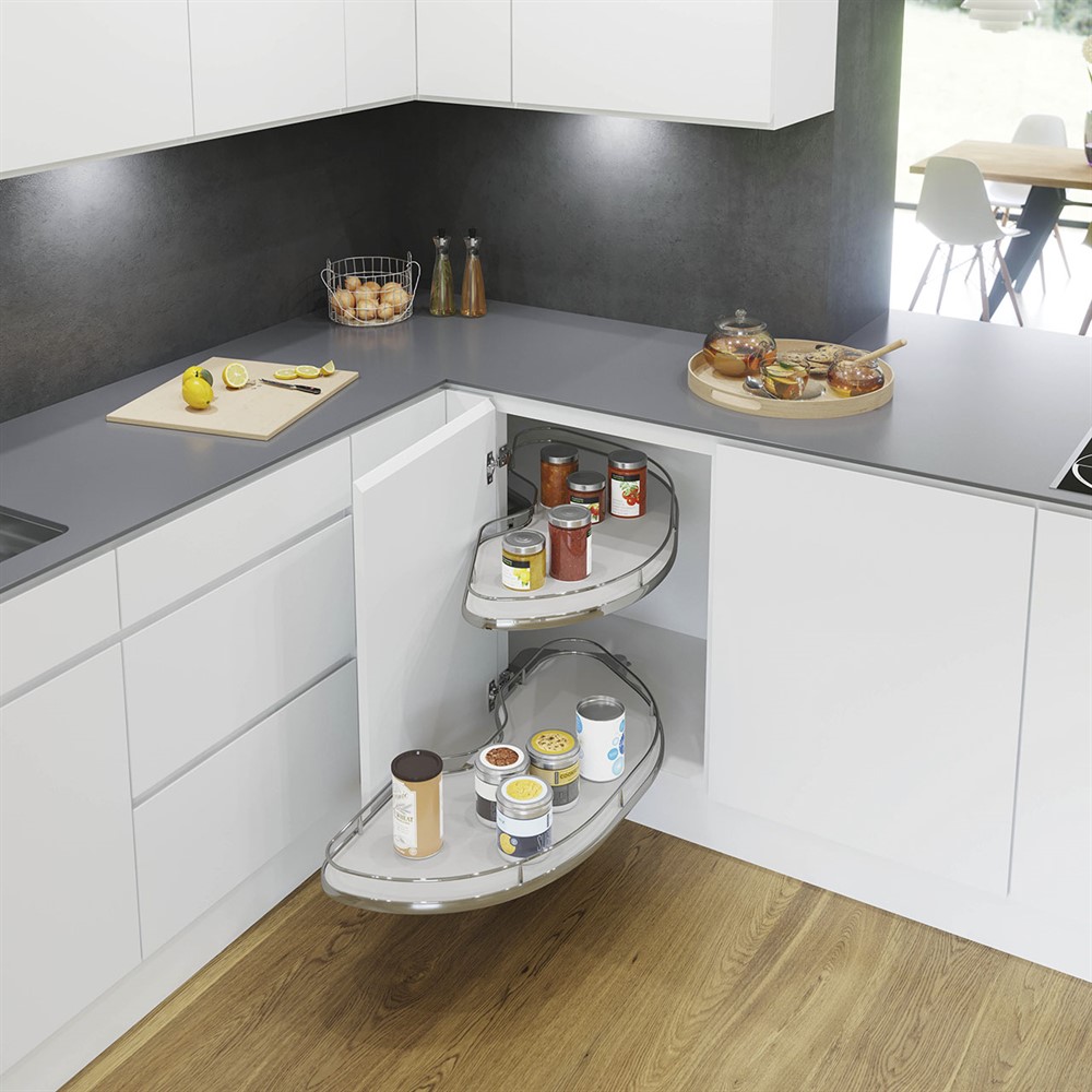 Beslag Design Hörnskåpsutdrag Cornerstone Maxx 1000 hö vit/krom
