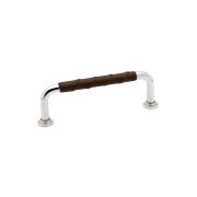 Handtag 1353-96 förnicklad läder lindat brun 96mm