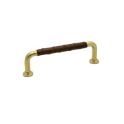 Handtag 1353-96 mässing obeh.läder lindat brun 96mm
