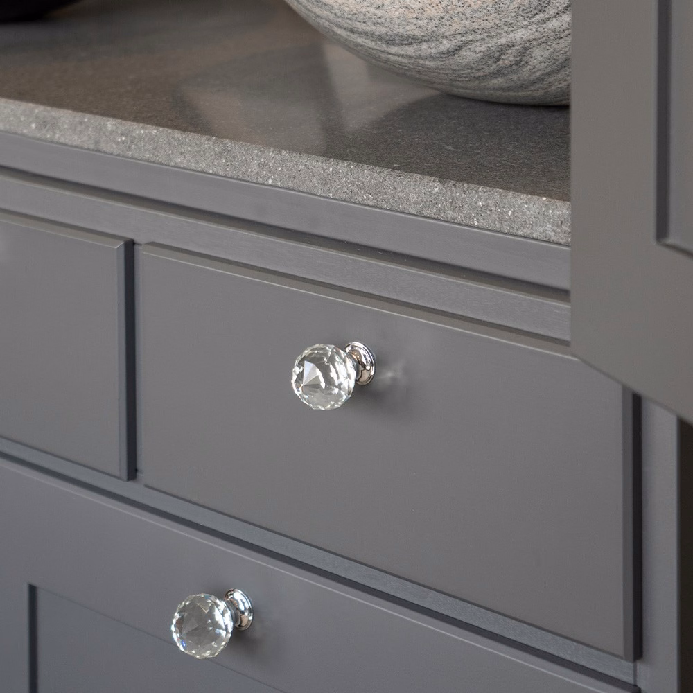 Knopp Diamond-30 glas/krom
