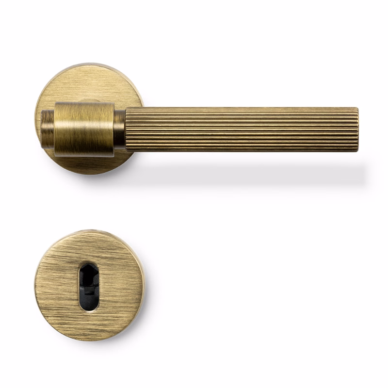 Dörrhandtag Helix 200 Stripe modul kompl antik brons
