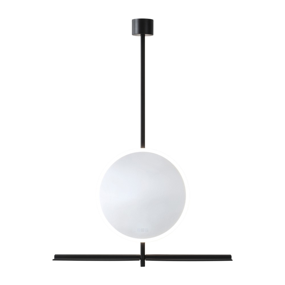 Beslag Design Badrumsarmatur IO spegel/hyllor D-M 230V/65w svart Ø600mm
