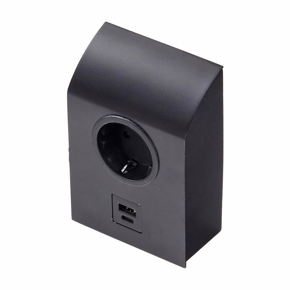 Eluttag mini Born 1st el, 1st USB A, 1st USB C mattsvart