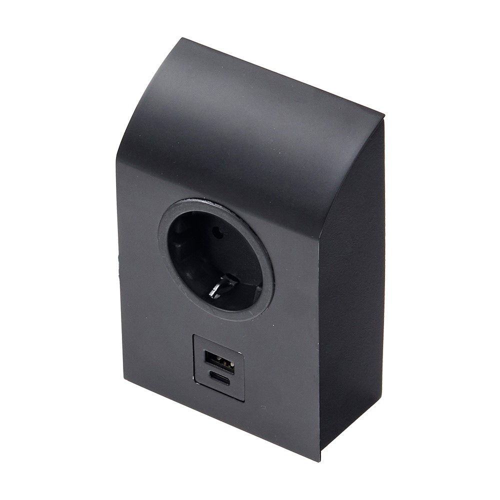 Beslag Design Eluttag mini Born 1st el, 1st USB A, 1st USB C mattsvart