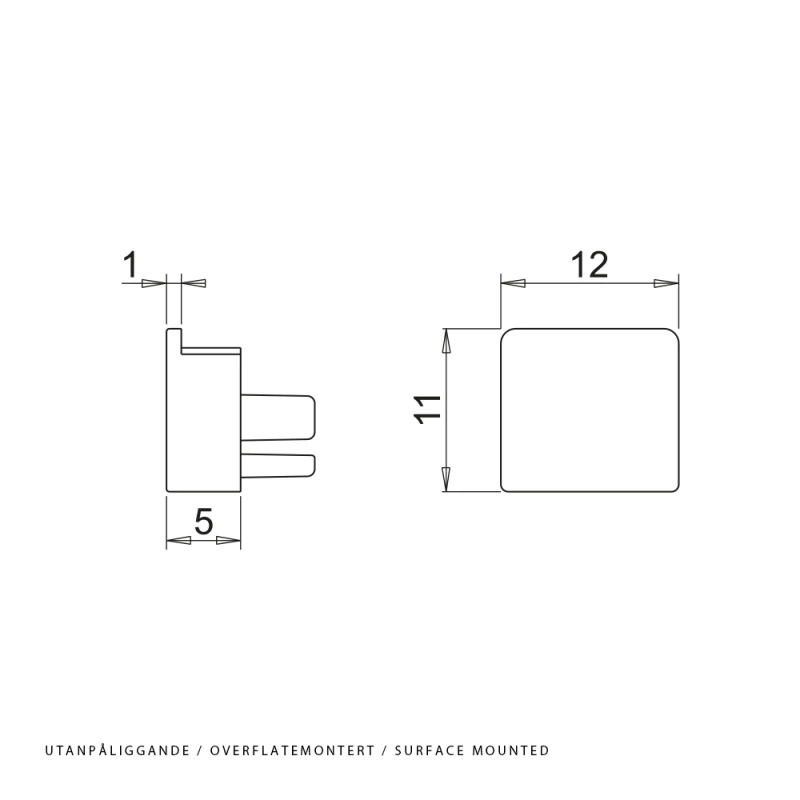 Ändavslut Nexus - Utanpåliggande - Svart - 2-pack
