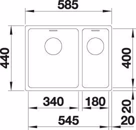 BLANCO Andano 340/180-IF vänster Infino