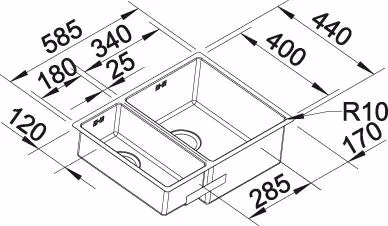 BLANCO Claron 340/180-IF Infino höger