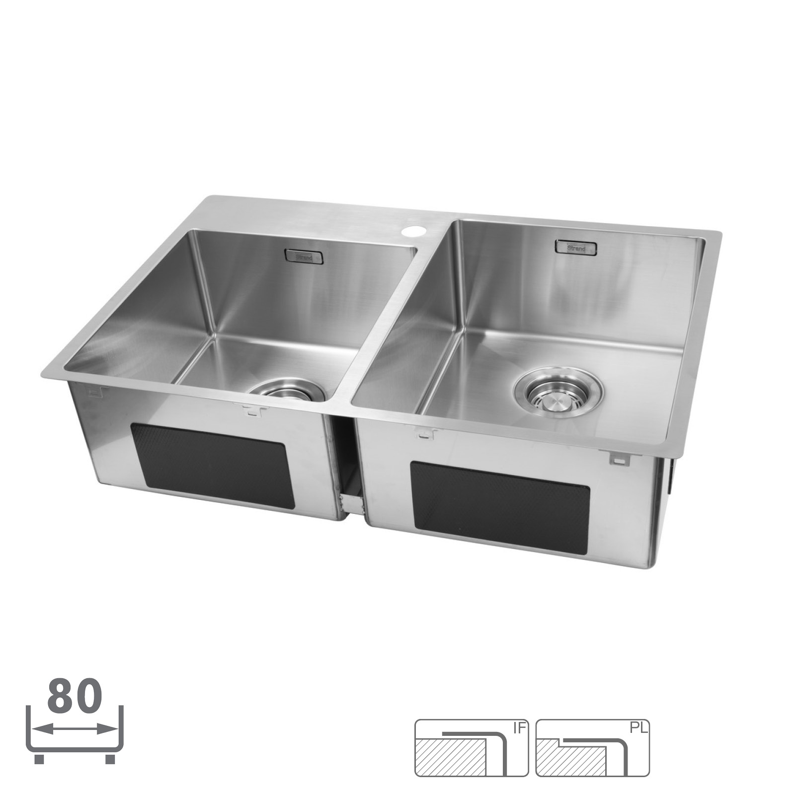 Strand Stainless Disklåda Strand ST-800DHBP. 740x520x185 Dubbel med blandarplats. Höger.