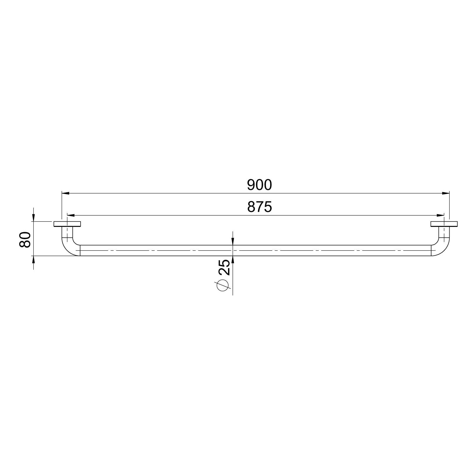 GRABBA RAKT STÖDHANDTAG 25MM STSH-790F