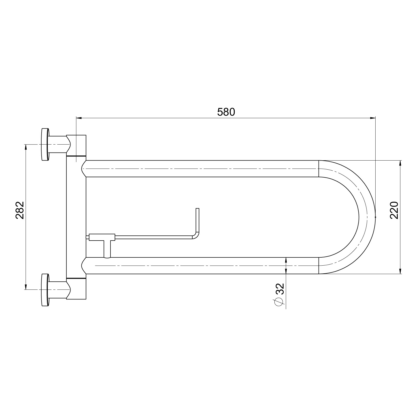 GRABBA TOALETTARMSTÖD 32MM STSH-0102CS