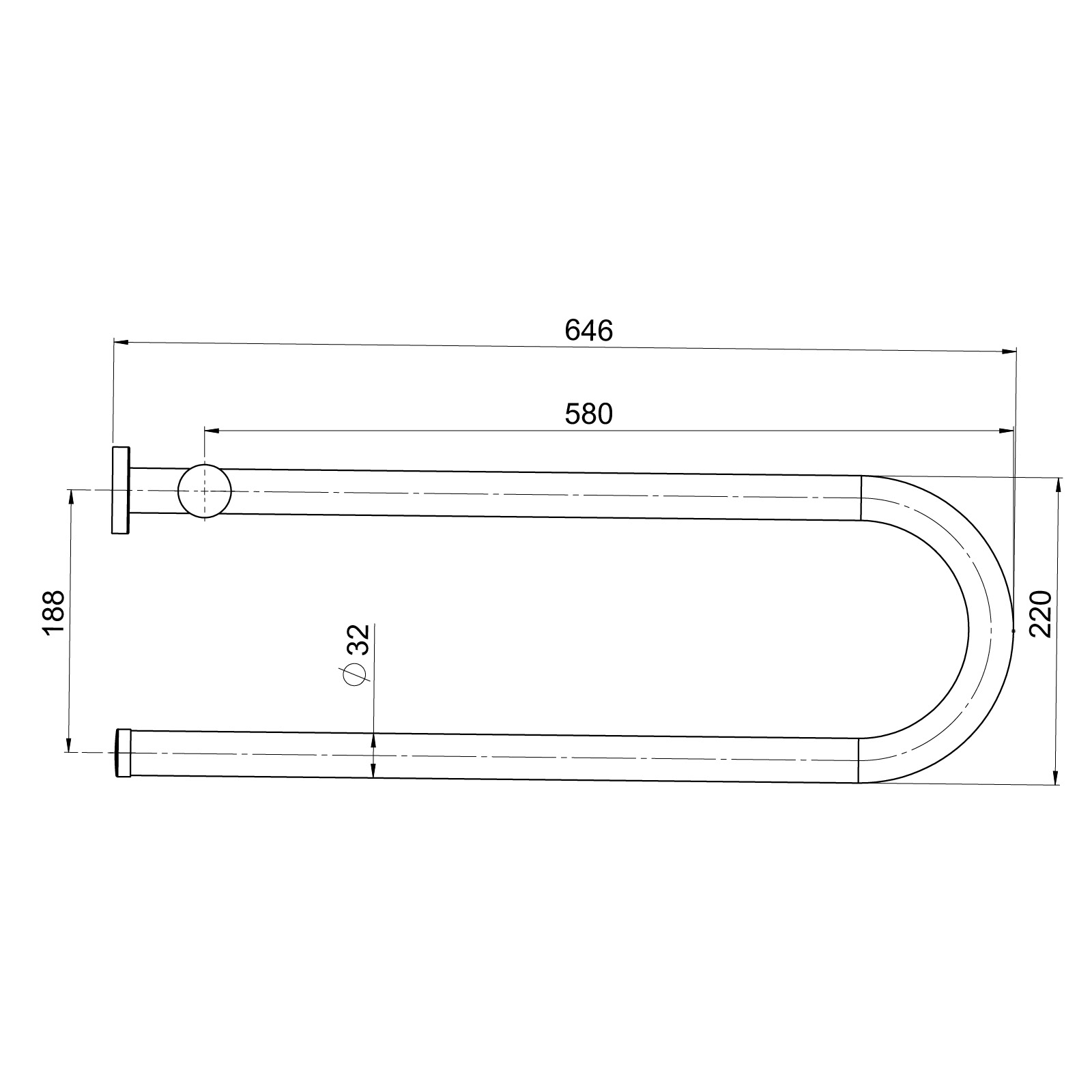 GRABBA TOALETTARMSTÖD 32MM STSH-0102DS