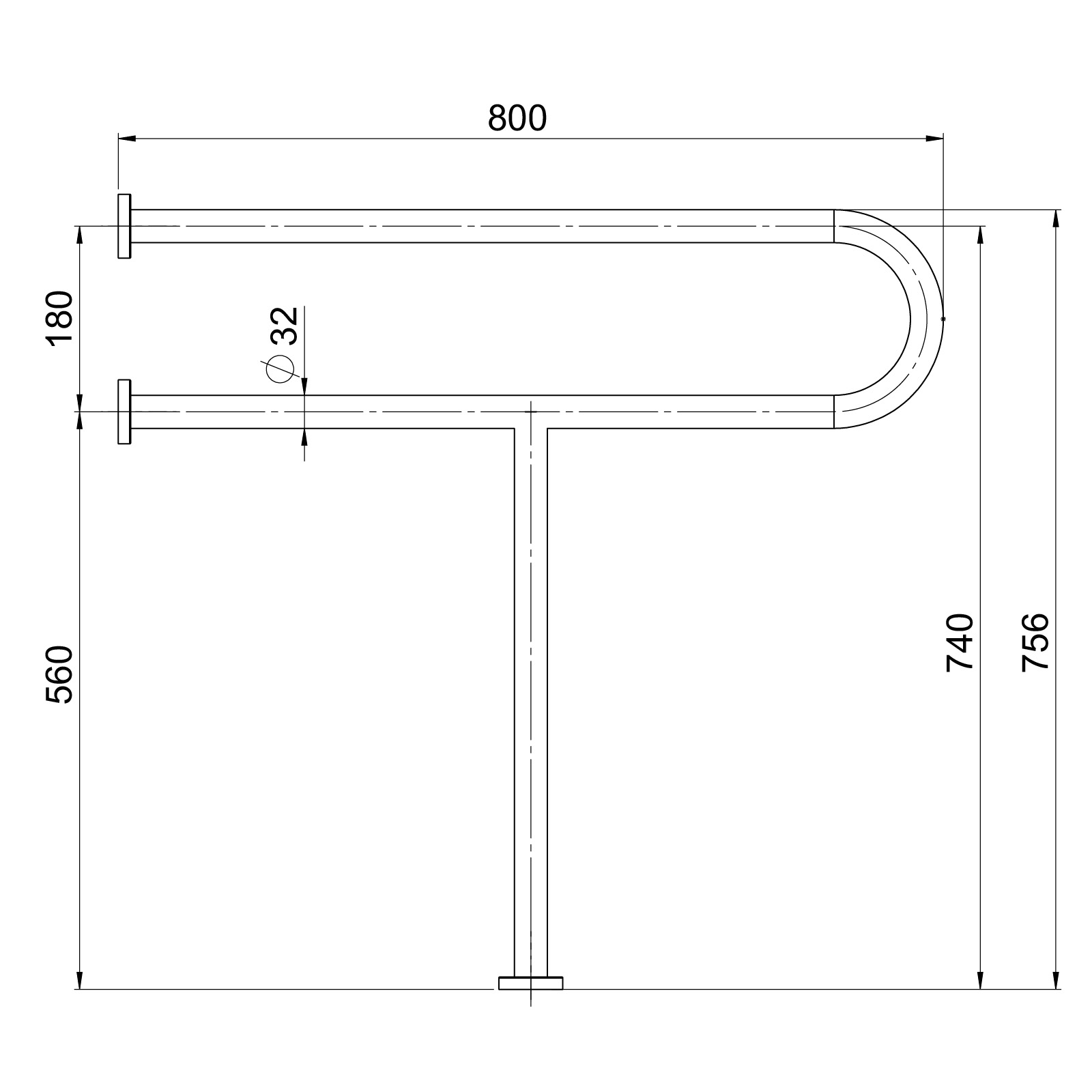 GRABBA TOALETTARMSTÖD 32MM STSH-795B