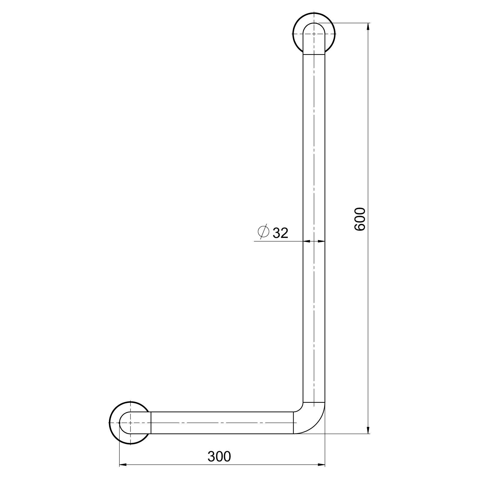 GRABBA VINKLAT STÖDHANDTAG 32MM HÖ STSH-791C