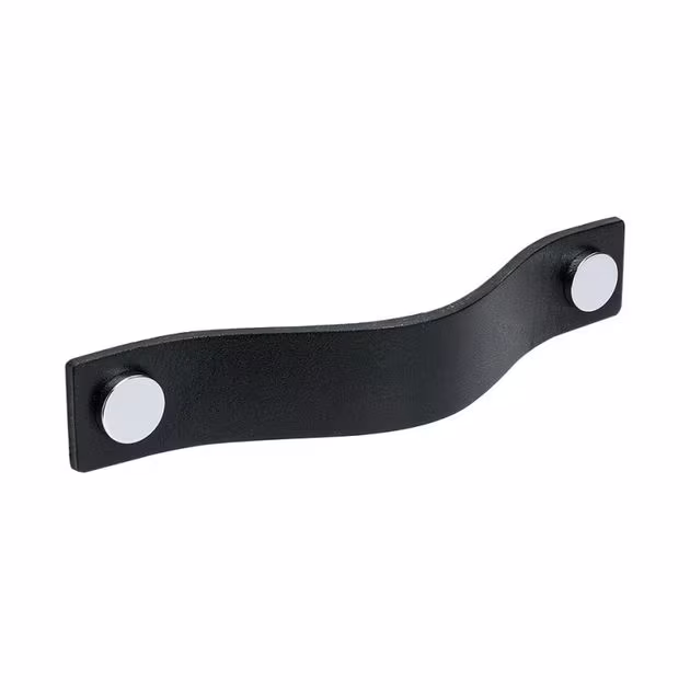 Handtag Loop - 128mm - Svart läder/polerad krom