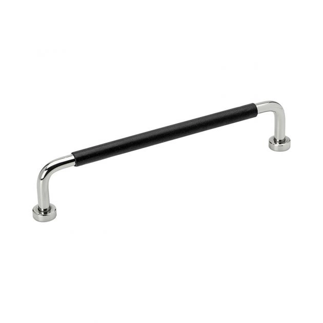 Handtag Lounge - 160mm - Krom/Svart Lädersvept