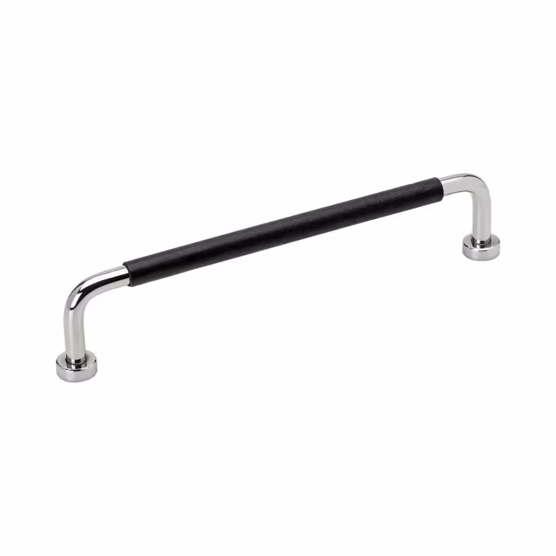 Handtag Lounge - 160mm - Krom/Svart Lädersvept
