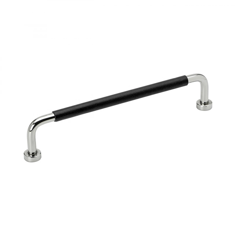 Handtag Lounge - 160mm - Krom/Svart Lädersvept