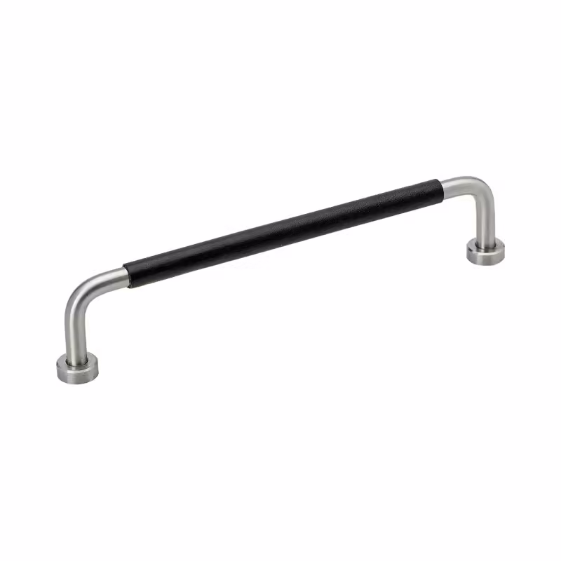 Handtag Lounge - 160mm - Rostfritt/Svart lädersvept