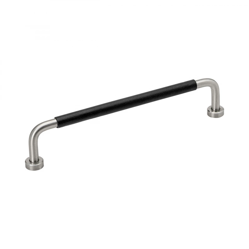 Handtag Lounge - 160mm - Rostfritt/Svart lädersvept
