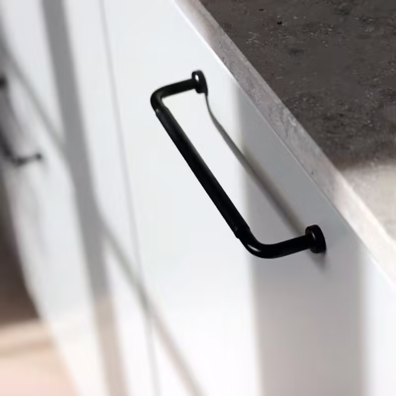 Handtag Lounge - 160mm - Svart/Svart lädersvept