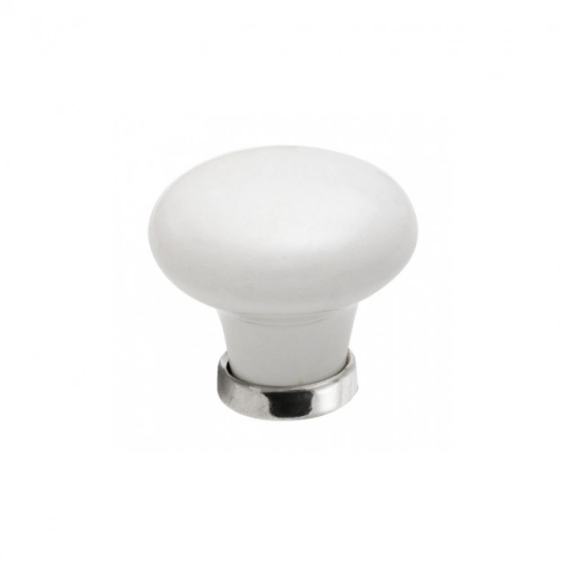 Knopp 24136 - 30mm - Vit/Förnicklad