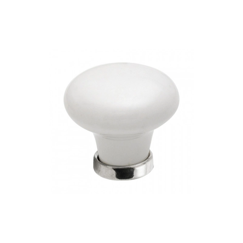 Knopp 24136 - 30mm - Vit/Förnicklad
