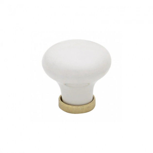 Knopp 24136 - 30mm - Vit/Mässing