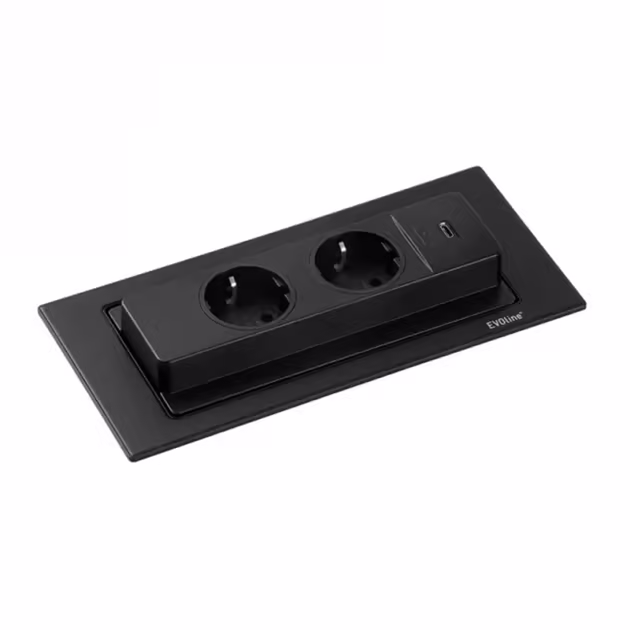 Powerbox Backflip - Eluttag och USB-C - Mattsvart