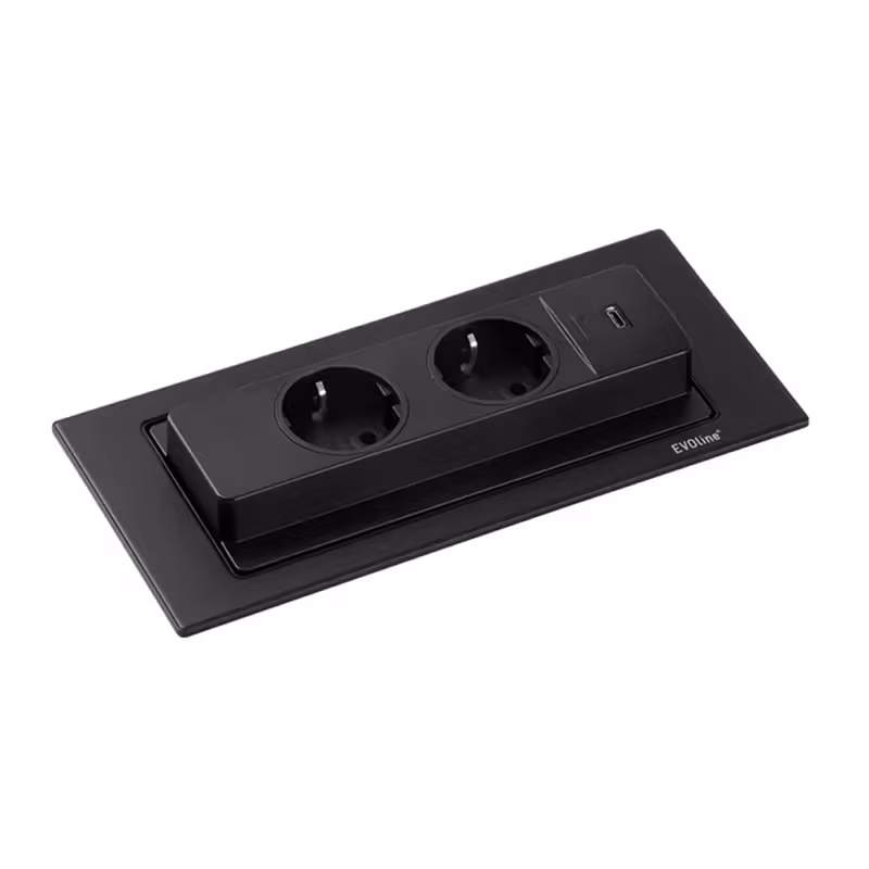 Powerbox Backflip - Eluttag och USB-C - Mattsvart
