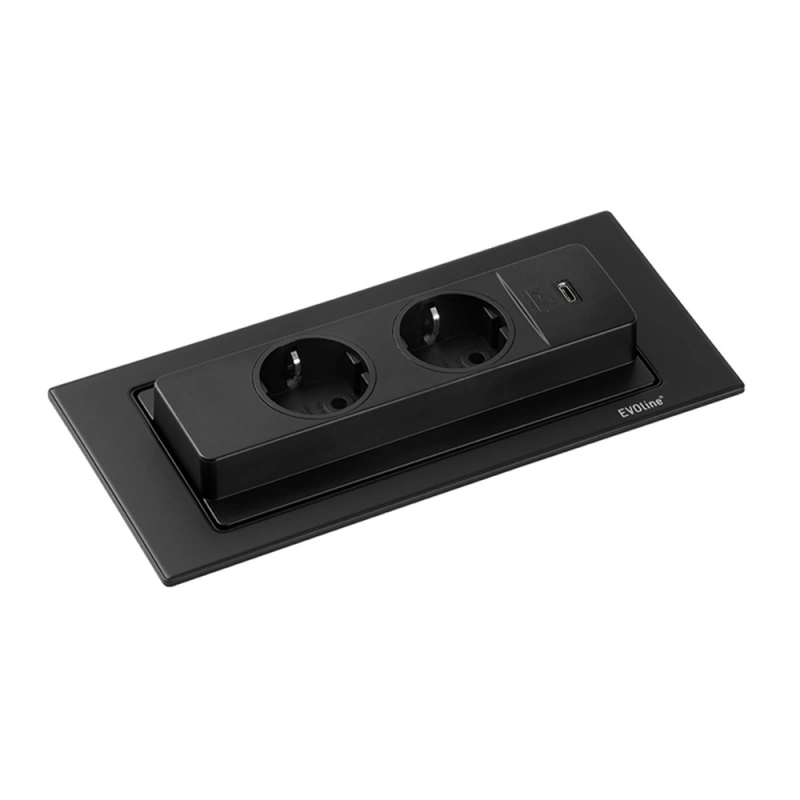Powerbox Backflip - Eluttag och USB-C - Mattsvart
