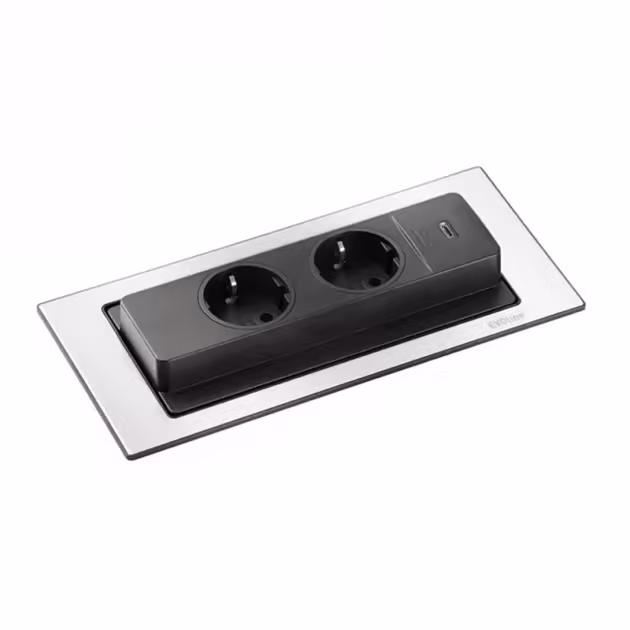 Powerbox Backflip - Eluttag och USB-C - Rostfri look