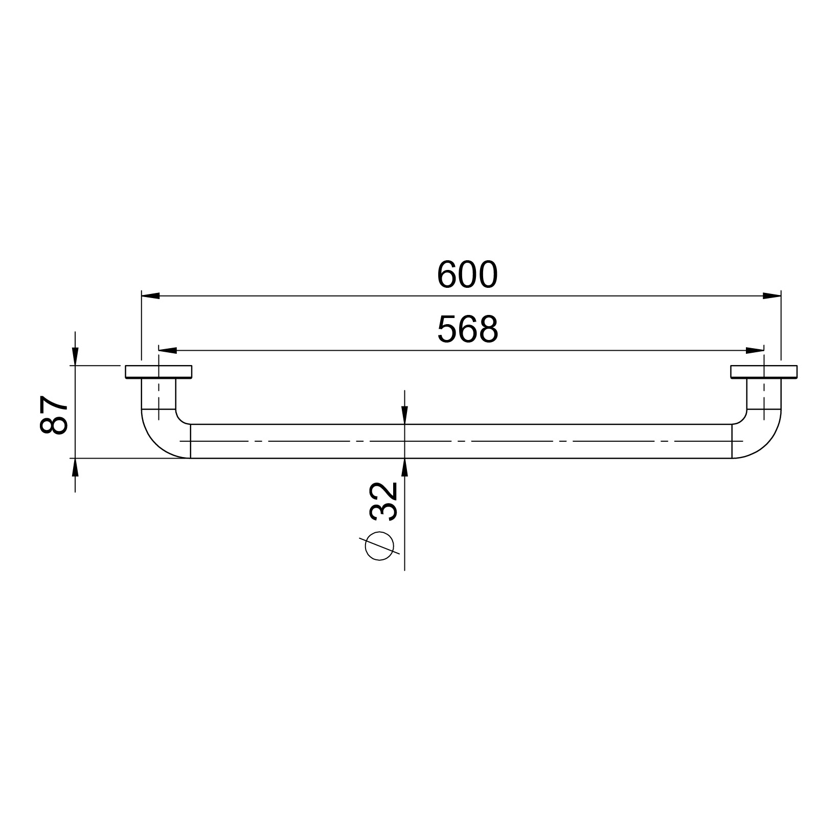 Rakt Stödhandtag GRABBA TS790G