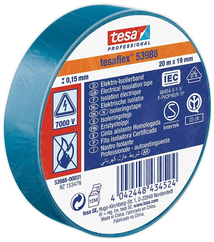 Tesa eltejp 53988 19 mm x 20 meter, blå