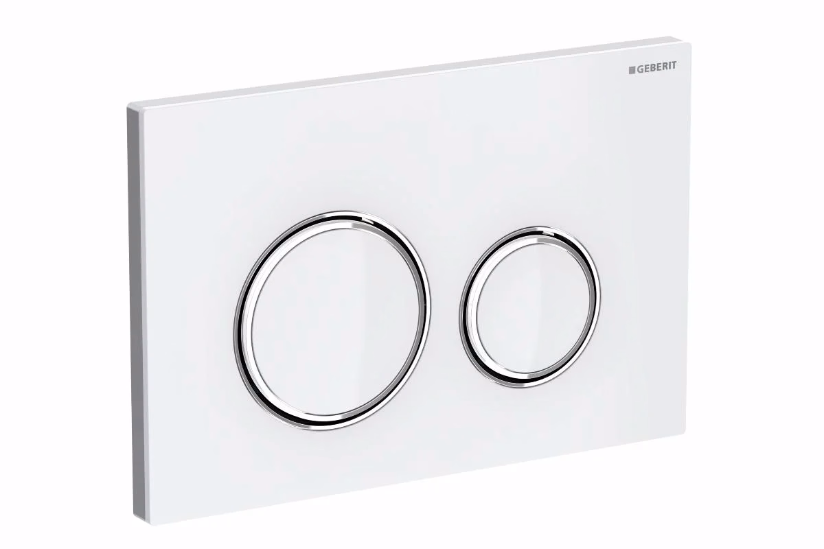 Geberit Sigma50 spolplatta, dubbel, vit metall/glas